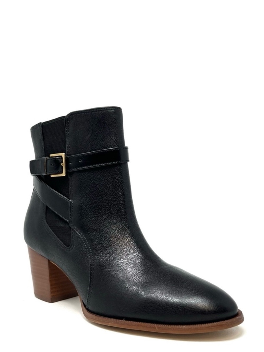 Jack Rogers Taylor Bootie Black Leather Block Heel Size 7 Chelsea Heeled Boots